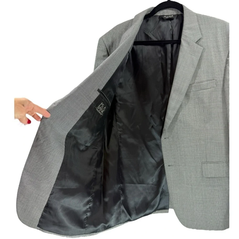 Jos A Bank Men's Wool Two Button Houndstooth Blazer Sport Coat‎ Size 44R Career